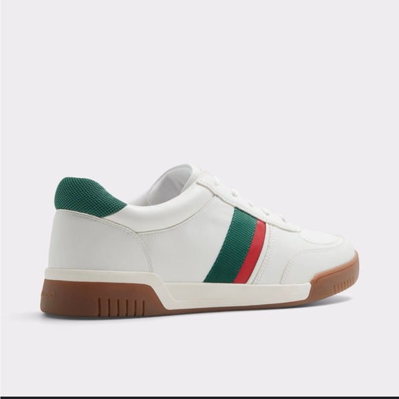 Aldo white sneakers  Two  Stripes Green and Red Size 10 - Picture 1 of 10